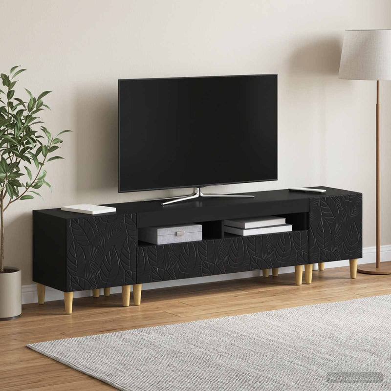 Set de 3 piese pentru TV cu LED DELFT Negru Lemn prelucrat