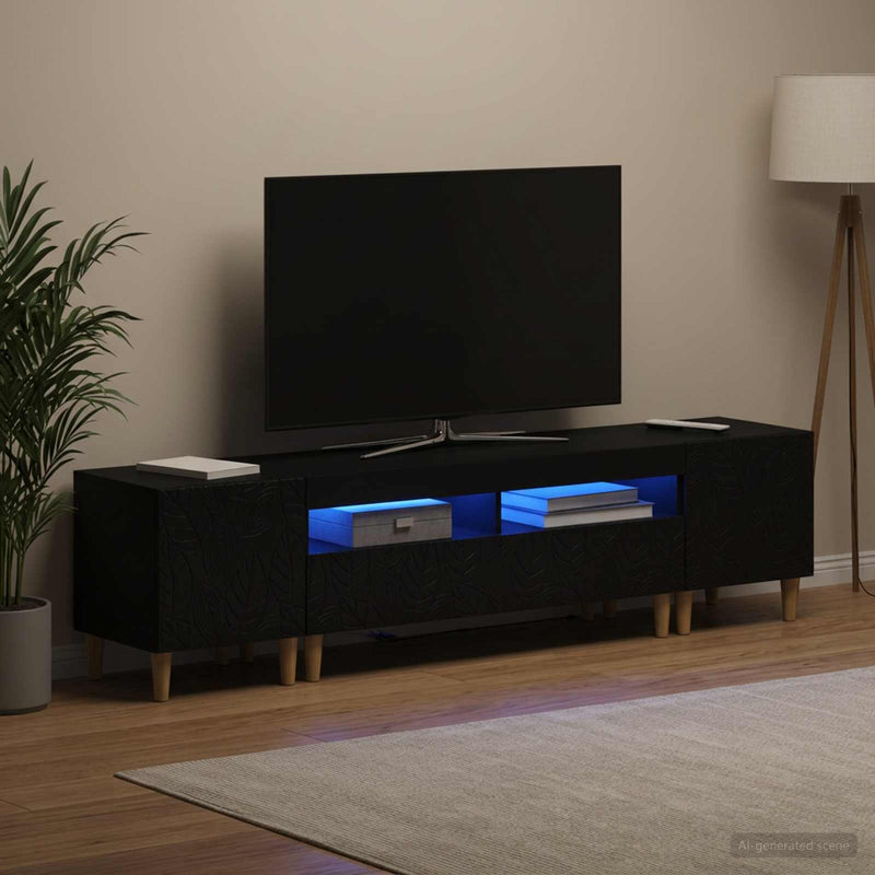 Set de 3 piese pentru TV cu LED DELFT Negru Lemn prelucrat