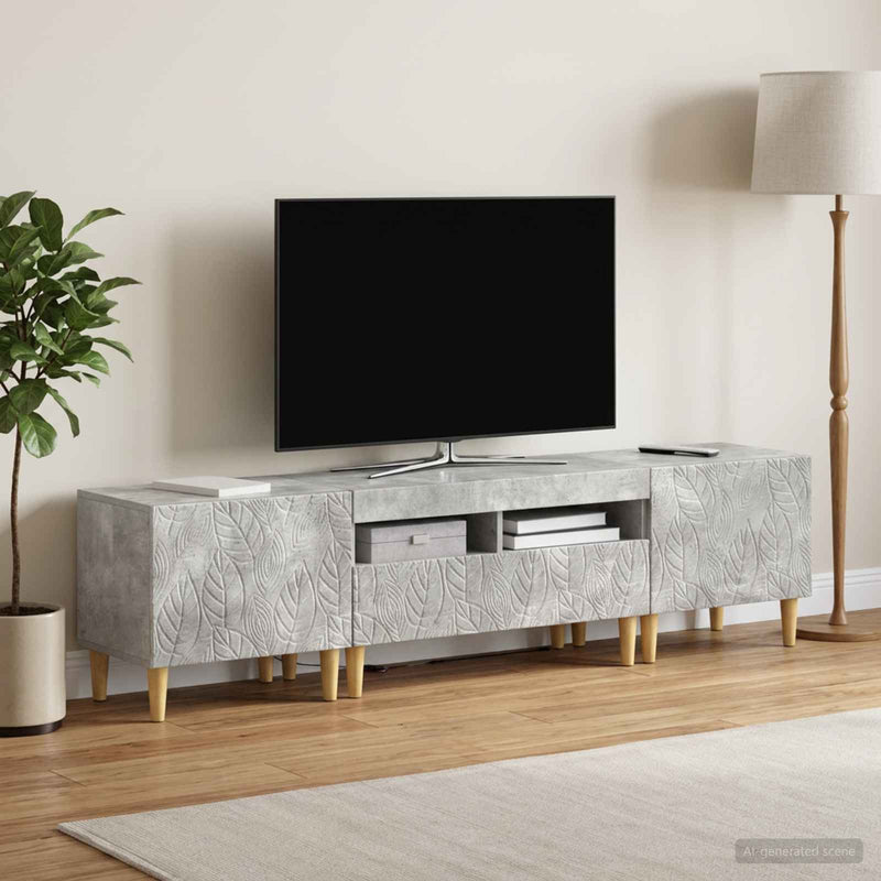 Set de 3 piese pentru TV cu LED DELFT Gri Beton Lemn prelucrat