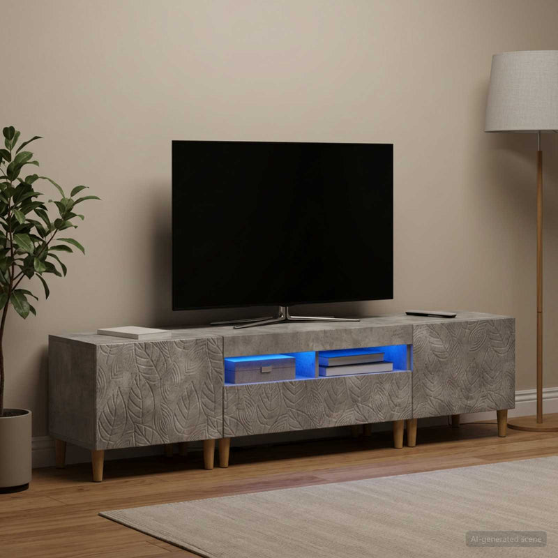 Set de 3 piese pentru TV cu LED DELFT Gri Beton Lemn prelucrat