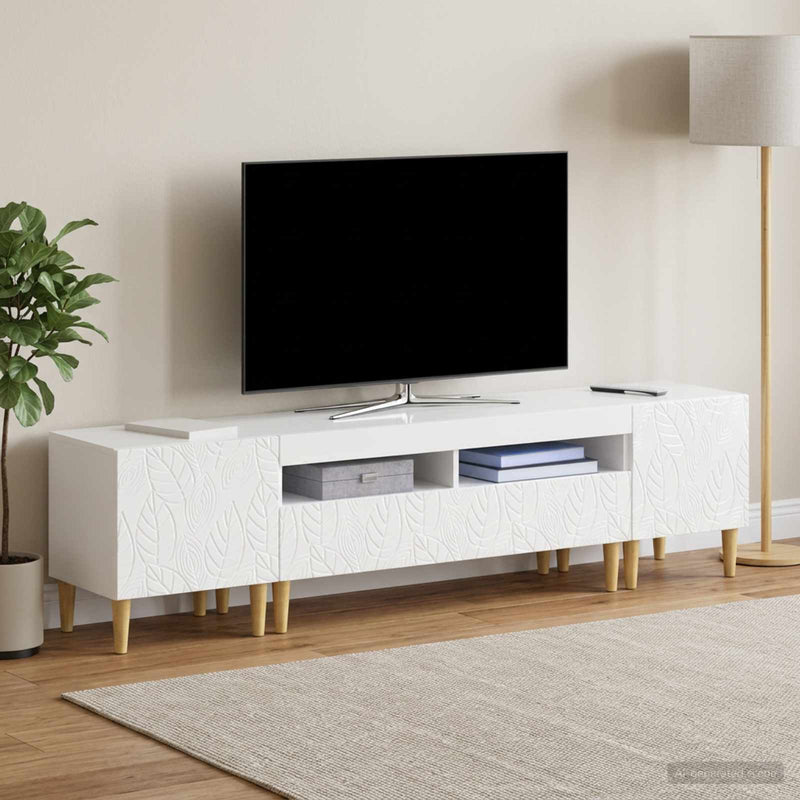 Set de 3 piese pentru TV cu LED DELFT Alb foarte lucios