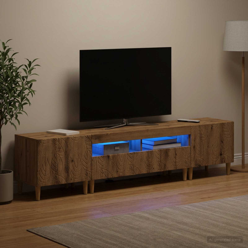 Set de 3 piese pentru TV cu LED DELFT Stejar Artizanal