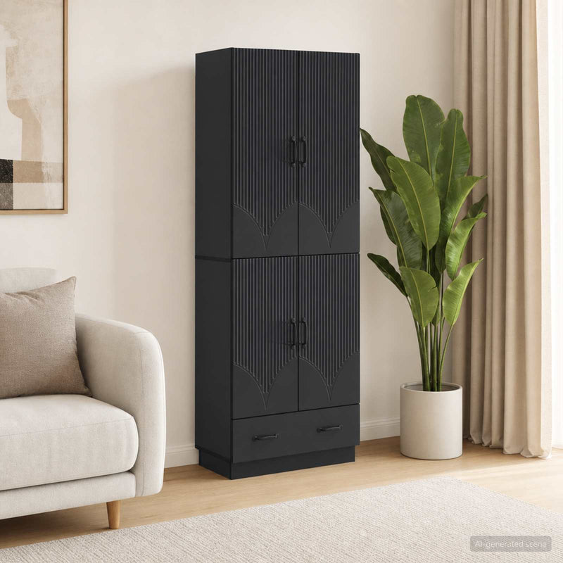 Set de Dulapuri 2 buc. Negru Lemn prelucrat