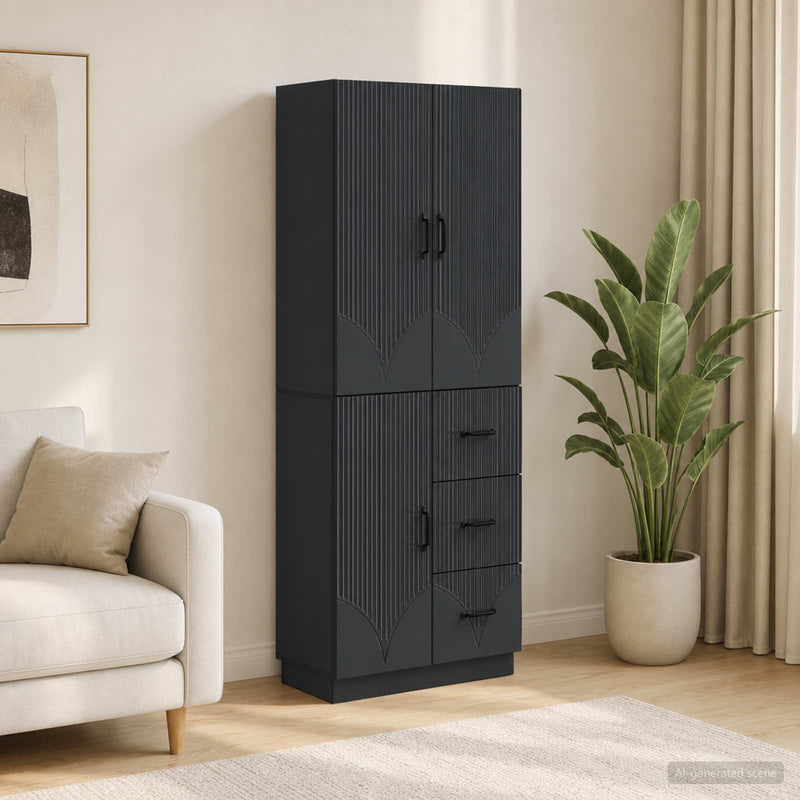 Set de Dulapuri 2 buc. Negru Lemn prelucrat