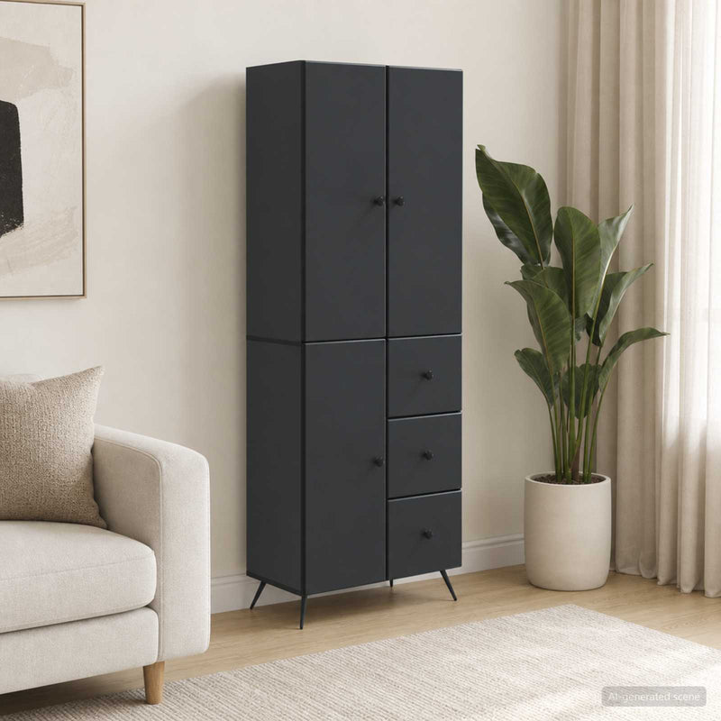 Set de Dulapuri 2 buc. Negru Lemn prelucrat