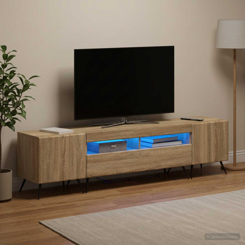 Cabinet TV cu LED BREDA 3 buc. Stejar Sonoma Lemn prelucrat