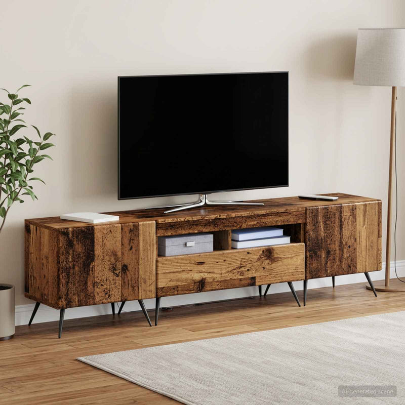 Cabinet TV cu LED BREDA 3 buc. Lemn vechi Lemn prelucrat