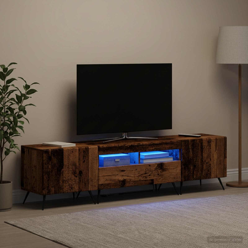 Cabinet TV cu LED BREDA 3 buc. Lemn vechi Lemn prelucrat