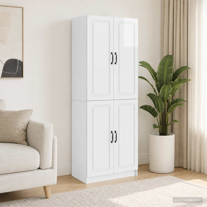 Set de Dulapuri 2 buc. Alb foarte lucios Lemn prelucrat