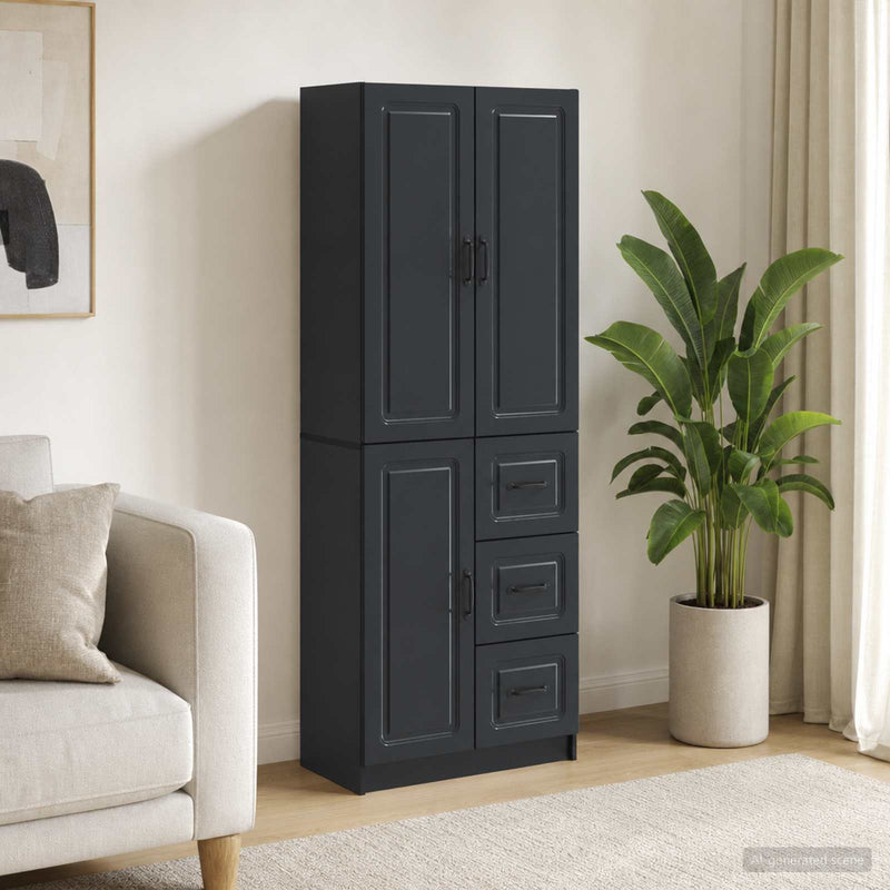Set de Dulapuri 2 buc. Negru Lemn prelucrat