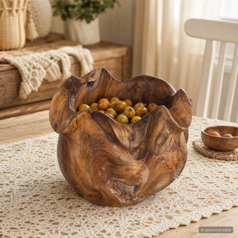 Fructieră JEPARA Maro Teak Ø 35 cm Lemn solid de tec