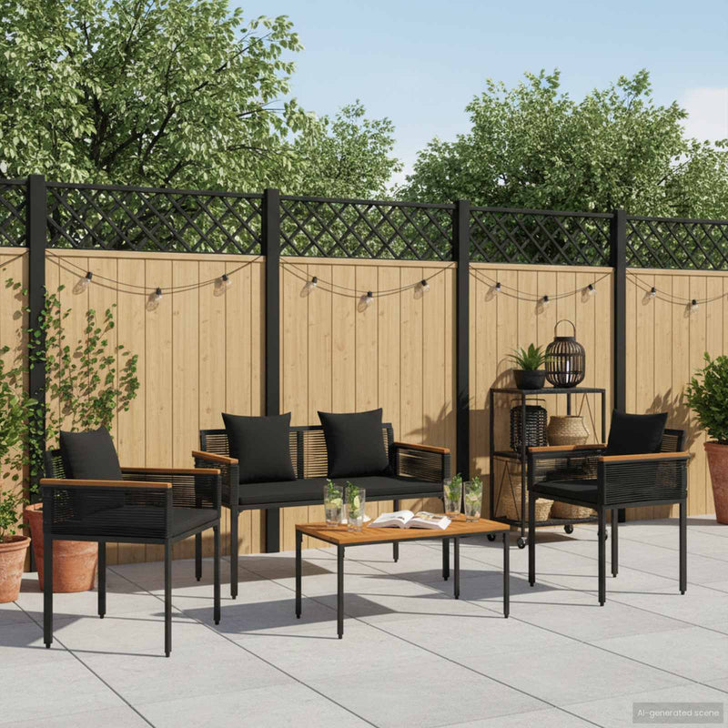 Set de Mobilier pentru Exterior 4 buc. Negru poliratan