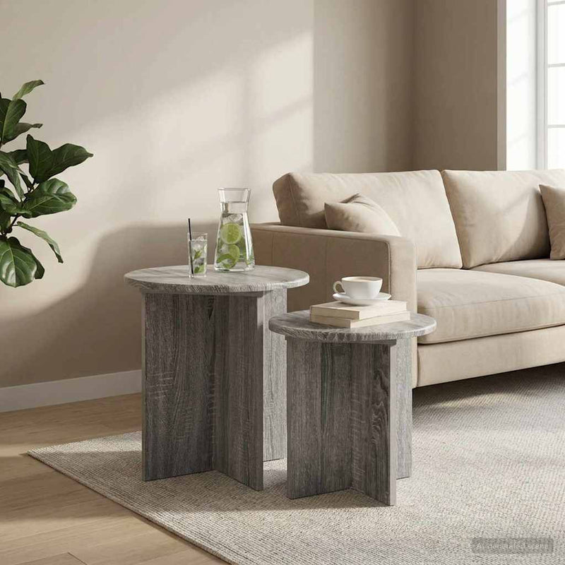 Set măsuțe laterale 2 buc. Sonoma gri Ø 45 x 45 cm