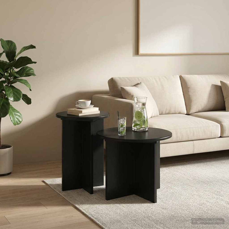 Set măsuțe laterale 2 buc. Stejar Negru Ø 45 x 35 cm