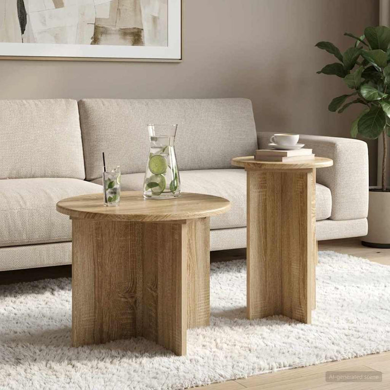 Set măsuțe laterale 2 buc. Stejar Sonoma Ø 45 x 35 cm