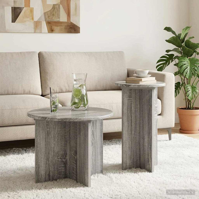 Set măsuțe laterale 2 buc. Sonoma gri Ø 45 x 35 cm