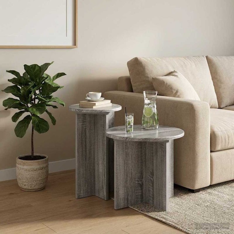 Set măsuțe laterale 2 buc. Sonoma gri Ø 45 x 35 cm