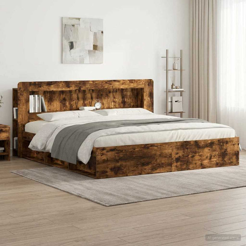 Tablă de pat cu sertar Stejar Afumat 215 x 18,5 x 100 cm