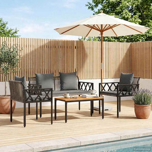 Set de Mobilier pentru Exterior 4 buc. Gri și gri închis
