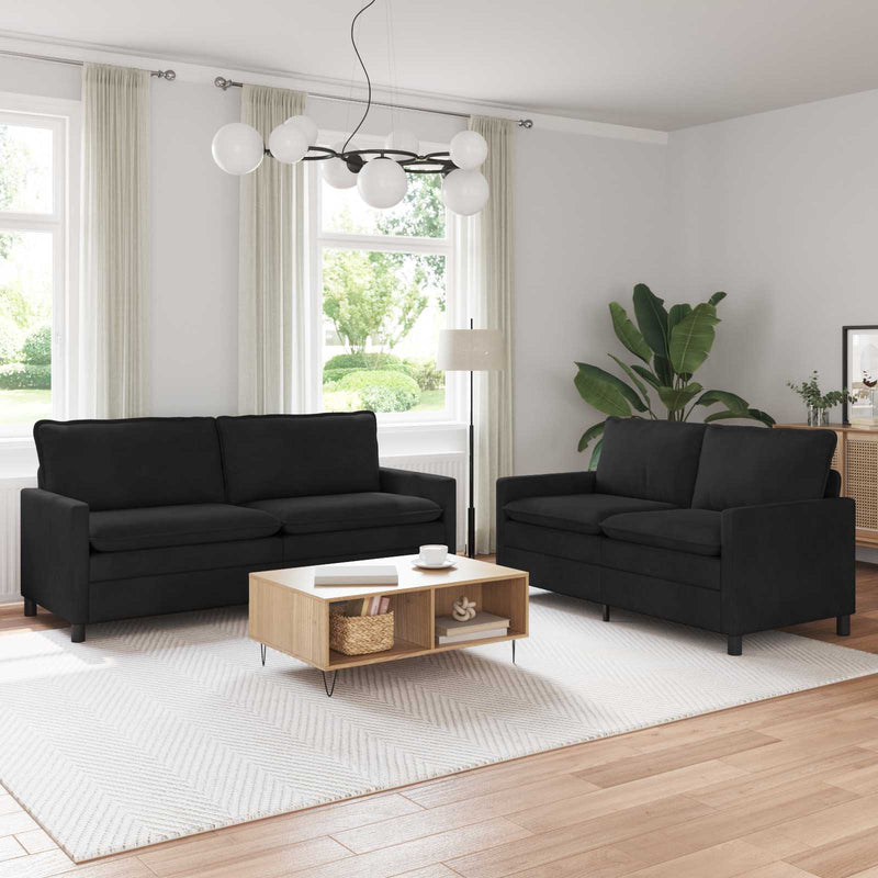 Set de canapea 2 buc. Negru Catifea