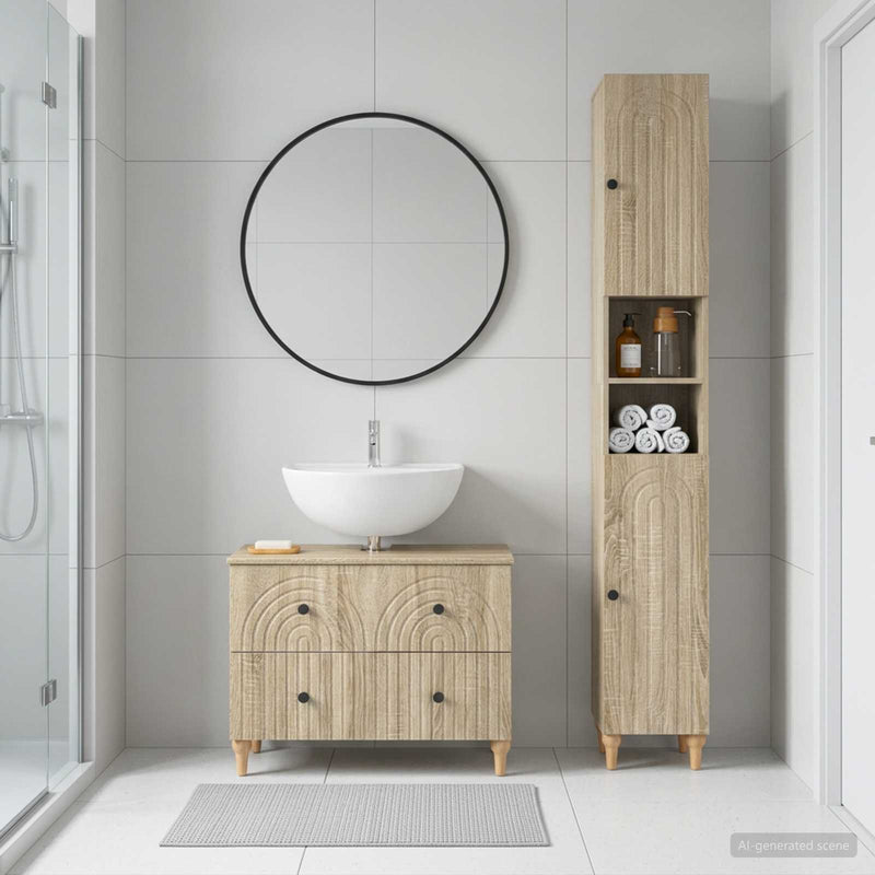 Set de dulapuri pentru baie, 2 piese ALKMAAR Stejar Sonoma