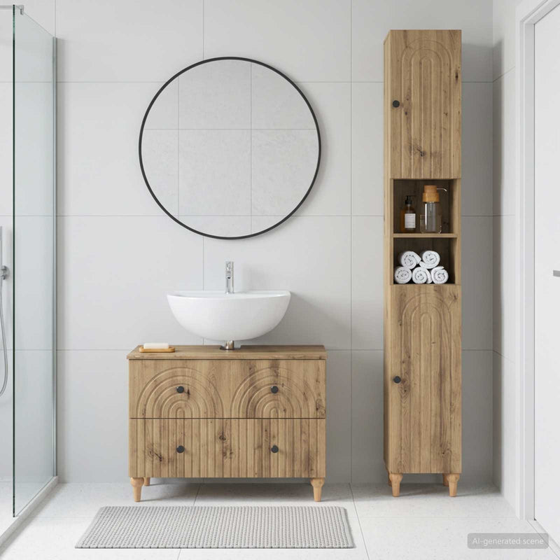 Set de dulapuri pentru baie, 2 piese ALKMAAR Stejar Artizanal