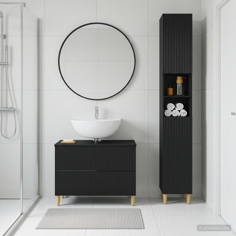 Set de dulapuri pentru baie, 2 piese ARNHEM Negru