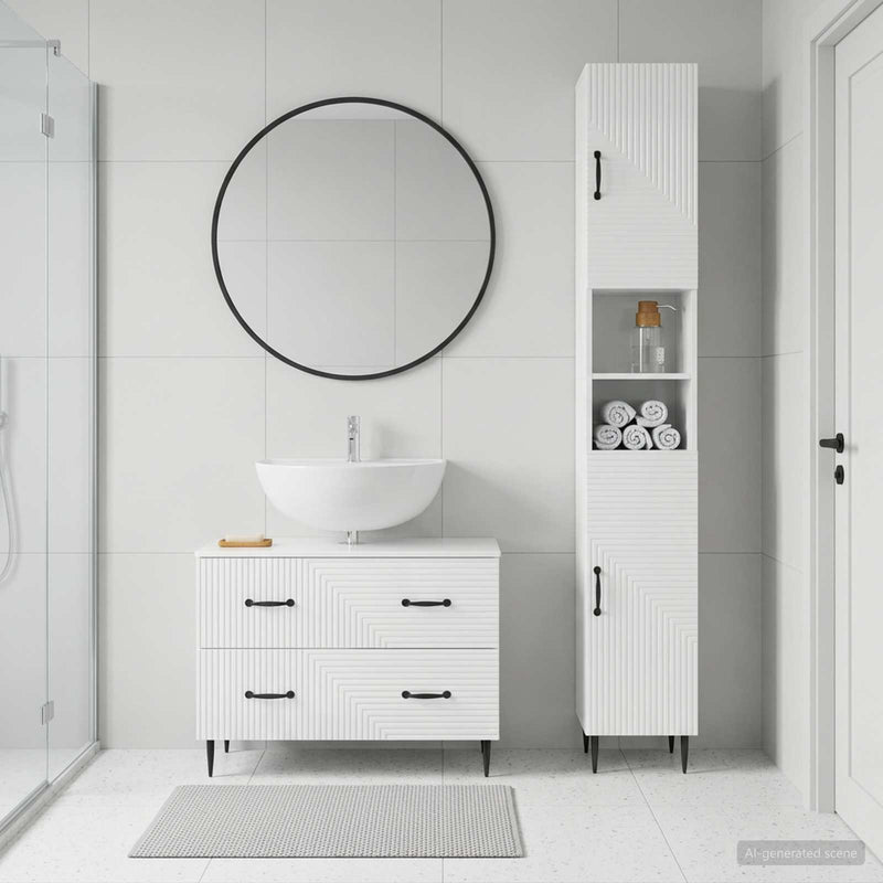Set de dulapuri pentru baie, 2 piese HAARLEM Alb foarte lucios