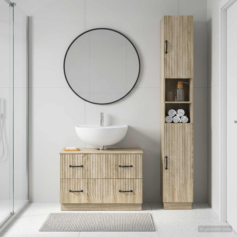 Set de dulapuri pentru baie, 2 piese HOORN Stejar Sonoma