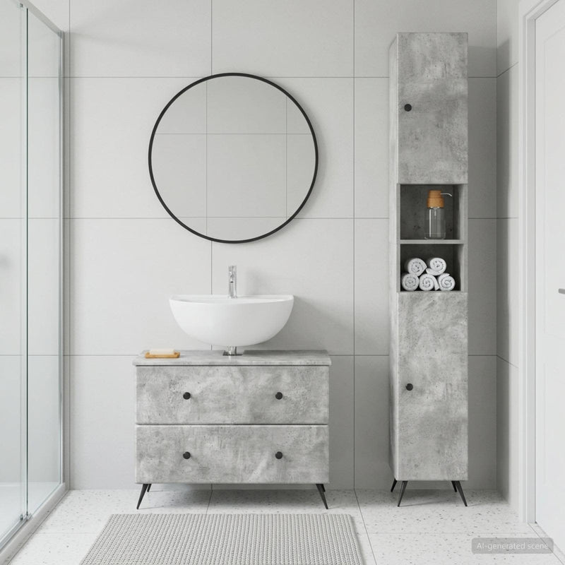 Set de dulapuri pentru baie, 2 piese BREDA Gri Beton