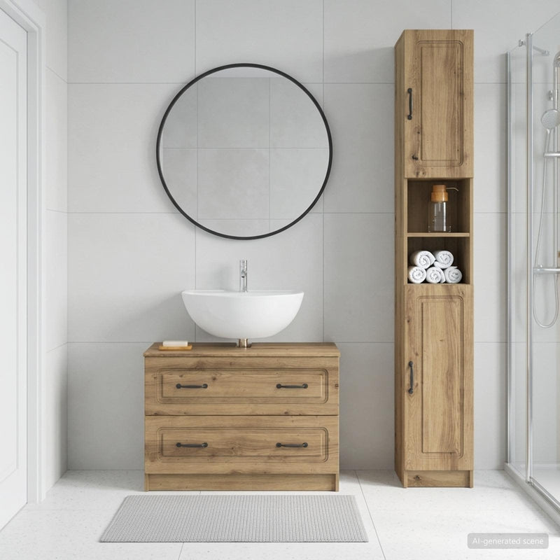 Set de dulapuri pentru baie, 2 piese UTRECHT Stejar Artizanal
