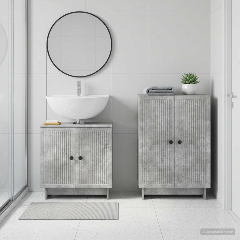 Set de dulapuri pentru baie, 2 piese EDE Gri Beton