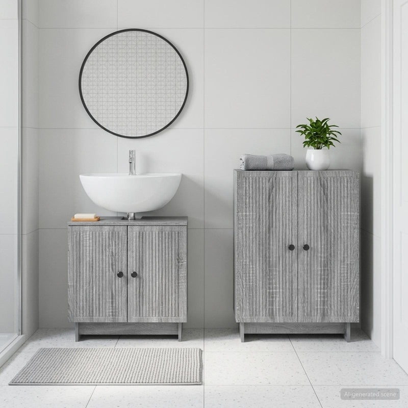 Set de dulapuri pentru baie, 2 piese EDE Sonoma gri