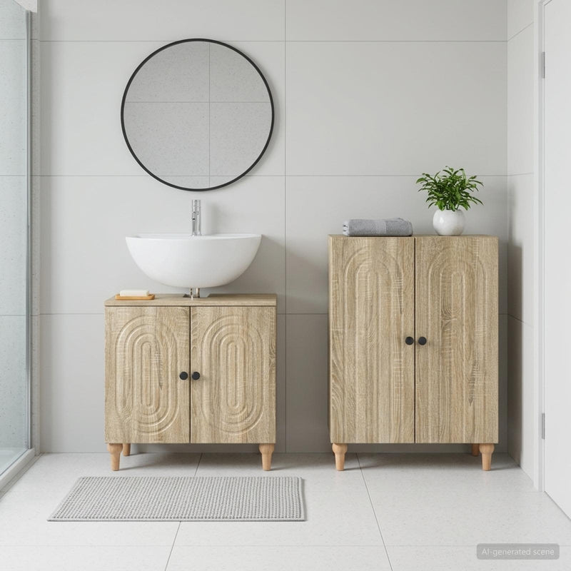 Set de dulapuri pentru baie, 2 piese ALKMAAR Stejar Sonoma