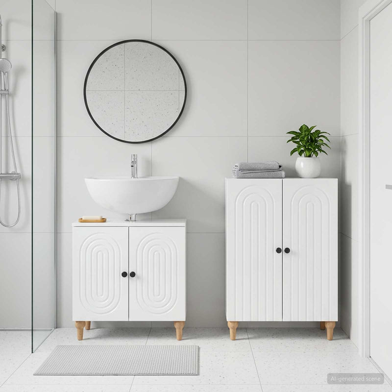 Set de dulapuri pentru baie, 2 piese ALKMAAR Alb foarte lucios
