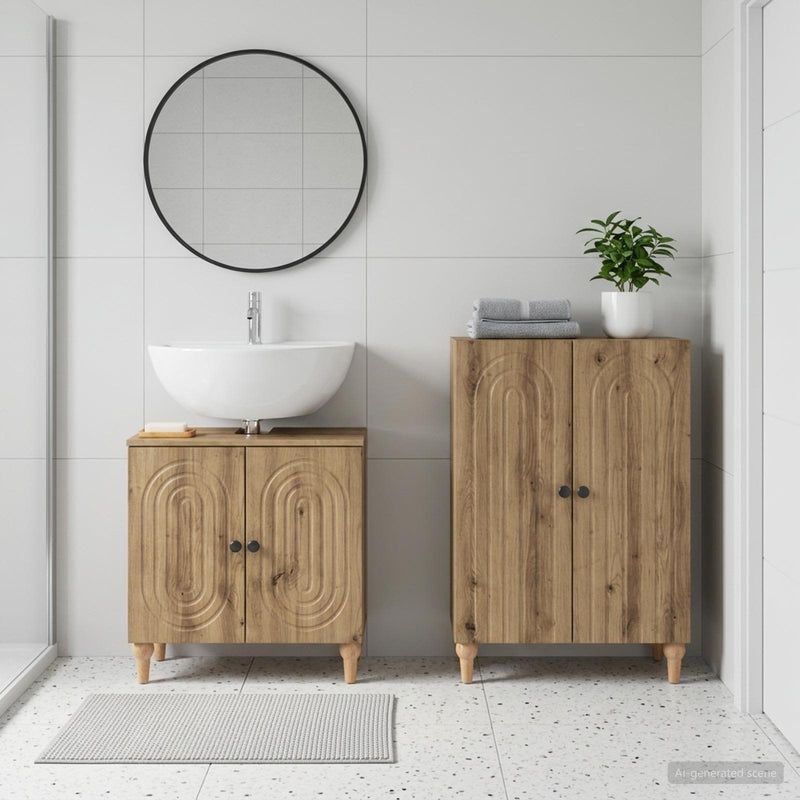 Set de dulapuri pentru baie, 2 piese ALKMAAR Stejar Artizanal