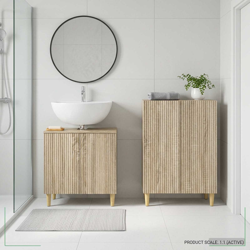 Set de dulapuri pentru baie, 2 piese ARNHEM Stejar Sonoma