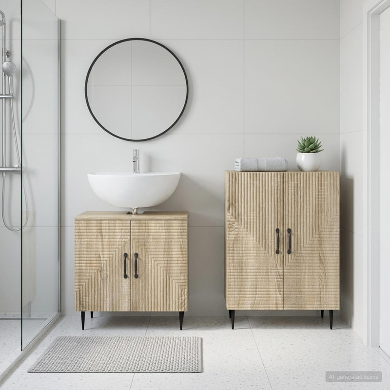 Set de dulapuri pentru baie, 2 piese HAARLEM Stejar Sonoma