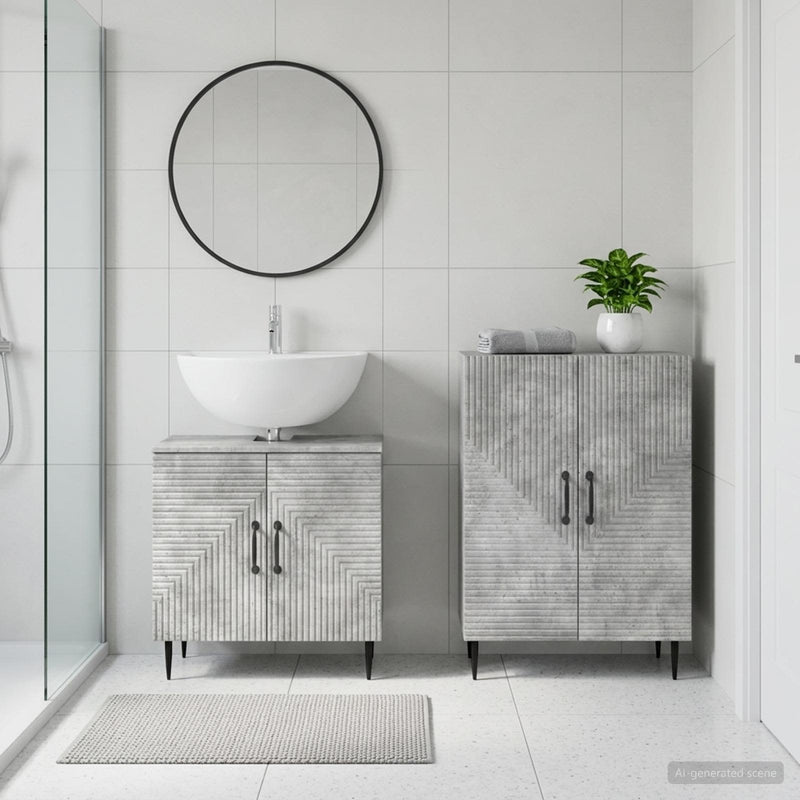 Set de dulapuri pentru baie, 2 piese HAARLEM Gri Beton