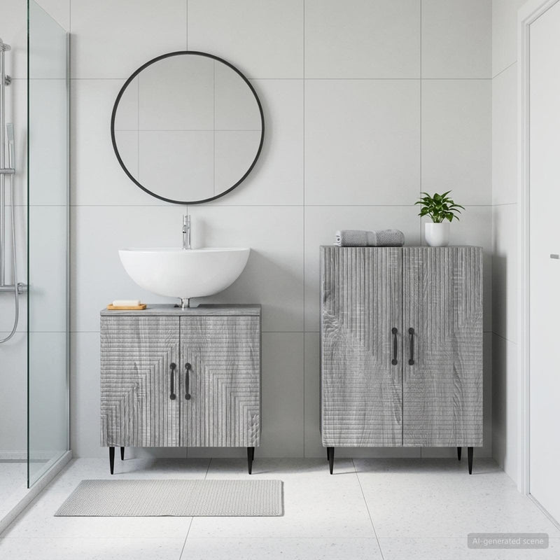 Set de dulapuri pentru baie, 2 piese HAARLEM Sonoma gri