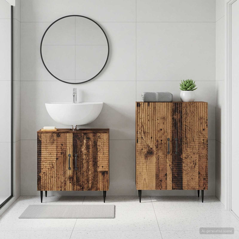 Set de dulapuri pentru baie, 2 piese HAARLEM Lemn vechi