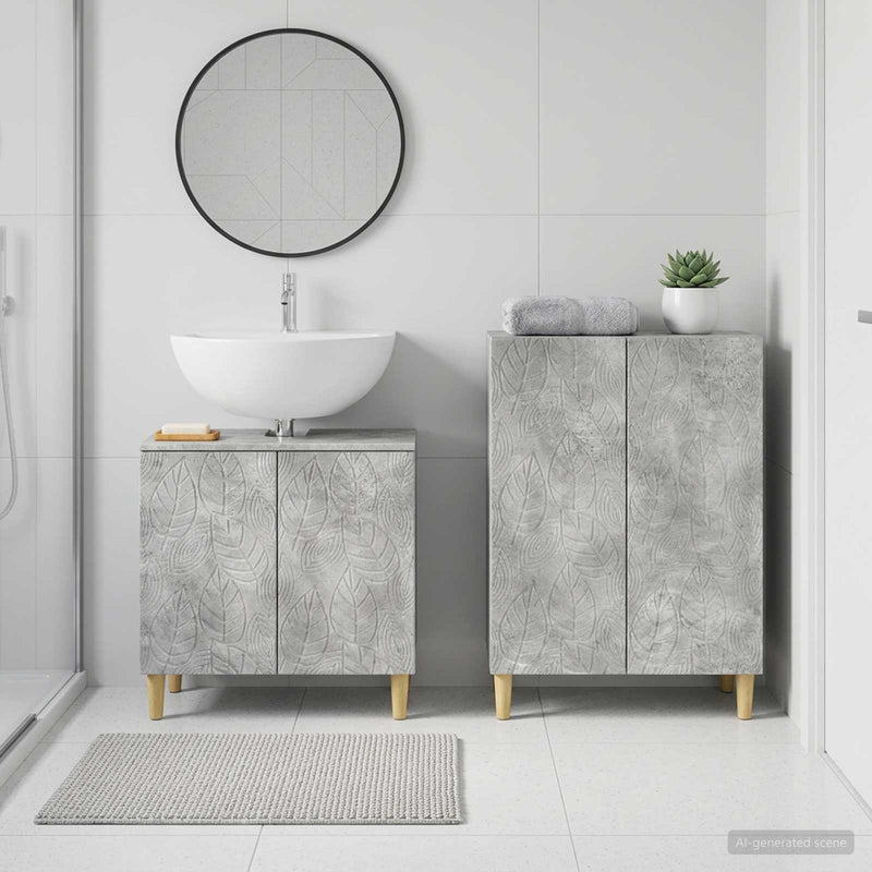 Set de dulapuri pentru baie, 2 piese DELFT Gri Beton