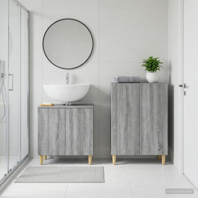 Set de dulapuri pentru baie, 2 piese DELFT Sonoma gri