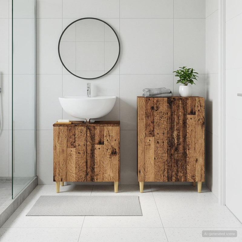Set de dulapuri pentru baie, 2 piese DELFT Lemn vechi