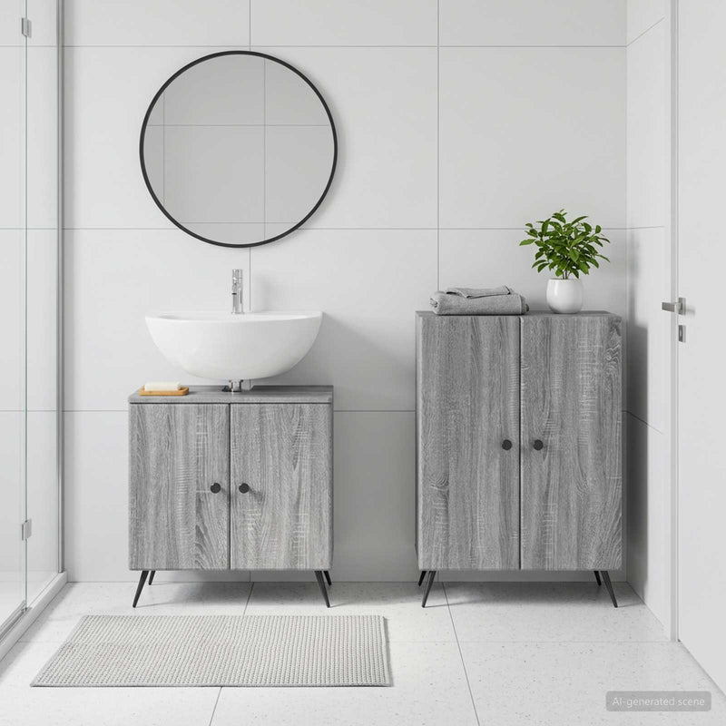 Set de dulapuri pentru baie, 2 piese BREDA Sonoma gri