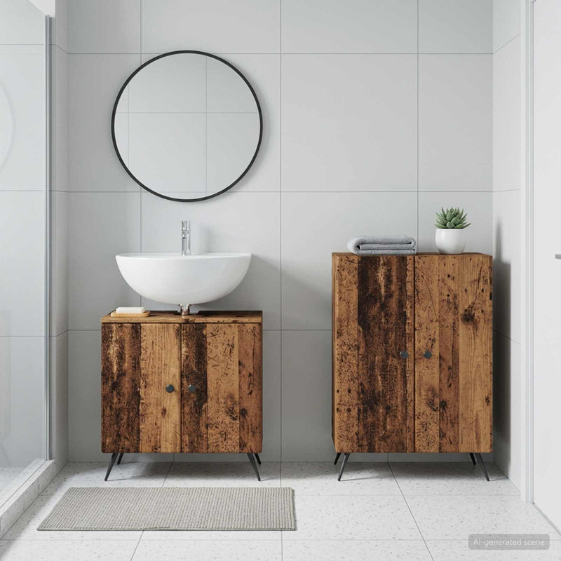 Set de dulapuri pentru baie, 2 piese BREDA Lemn vechi