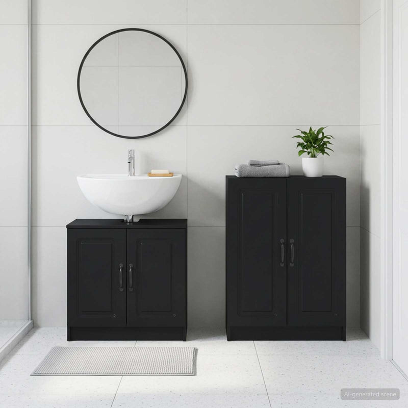 Set de dulapuri pentru baie, 2 piese UTRECHT Negru