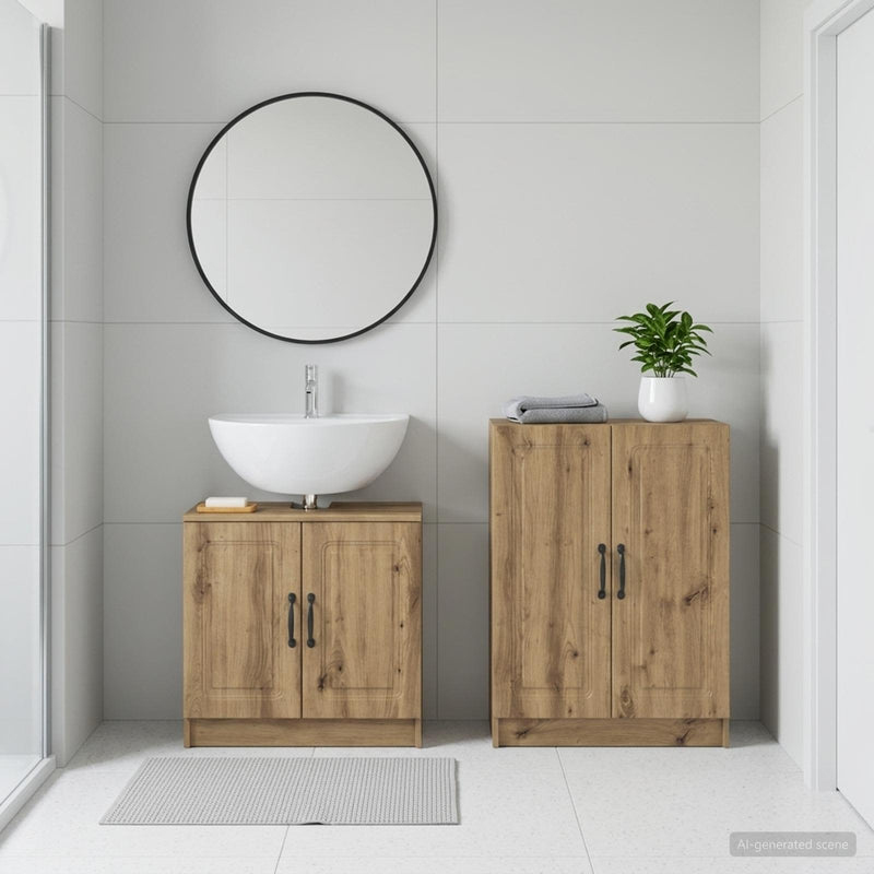 Set de dulapuri pentru baie, 2 piese UTRECHT Stejar Artizanal