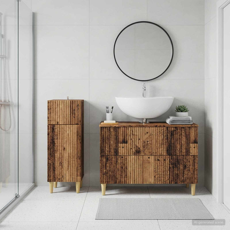 Set de dulapuri pentru baie, 2 piese ARNHEM Lemn vechi