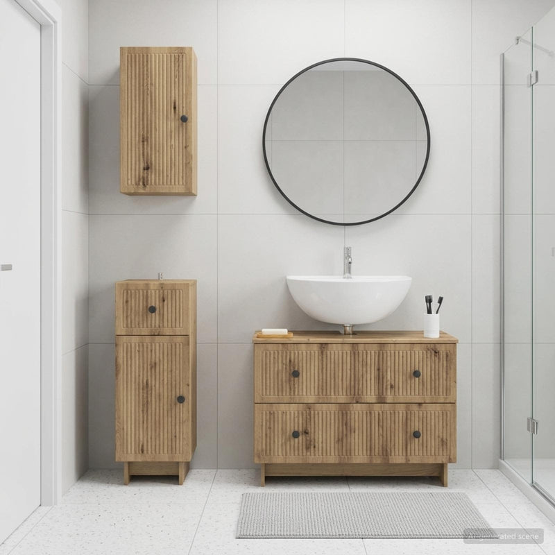 Set de cabinet pentru baie cu 3 piese EDE Stejar Artizanal